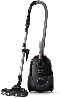 Philips 6000 Series Bagged Vacuum Cleaner – 900W, 99.9% Dust Pick-Up, TriActive+LED Nozzle, HEPA Filter >99.99%, 4L s‑Bag Capacity, Mini Turbo Brush, Deep Black (XD6142/12)