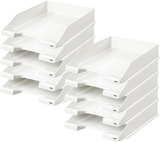 HAN Brievenbakje KLASSIK, 10 stuks, documenthouder, stapelbare plank in modern design, voor brieven en papieren tot formaat A4-C4, 1027-X-12, wit