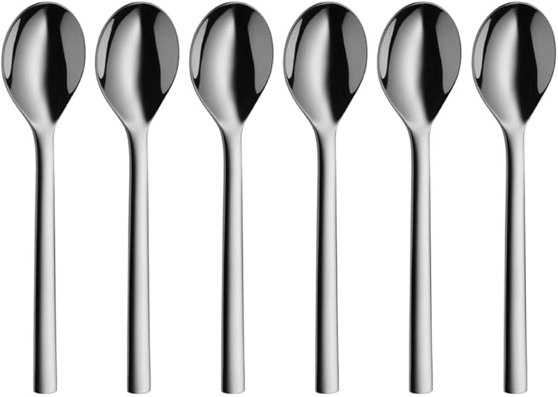 WMF Nuova 1291656046 Koffielepel 6-delig, lengte 13,5 cm, Cromargan® roestvrij staal van hoge kwaliteit, Vaatwasmachinebestendig, Geschenkverpakking