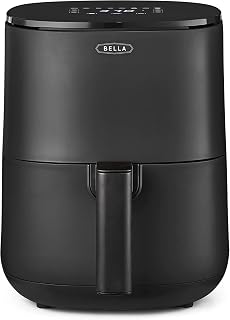 bella 3 liter touchscreen-heteluchtfriteuse, olievrij frituren, vaatwasmachinebestendige pan met antiaanbaklaag en frituurrooster voor eenvoudige reiniging, mat zwart