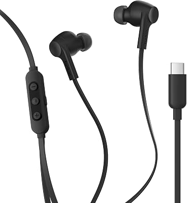 Belkin SoundForm ANC Oortjes met Draad met USB-C Connector, In-Ear Koptelefoon met Microfoon - Earbuds voor iPhone 17, iPhone 16, iPad Mini, Galaxy S25, Google Pixel 10, Android en Meer - Zwart
