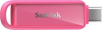 SanDisk Phone Drive met USB Type-C 256 GB (flash drive voor smartphones, tablets en computers, 150 MB/s lezen, sleutelhangerlus om mee te nemen, 1 jaar RescuePRO Deluxe software) - Seastar Pink