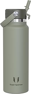 Sparrow SwivelSip Waterfles - 500ml/750ml/1L/1.2L - RVS Drinkfles met Rietje Herbruikbare - BPA Vrij, Lekvrije - Thermosfles met Brede Opening voor Sport, Reizen, Werk, School, Fietsen, Outdoorv