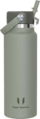 Sparrow SwivelSip Waterfles - 500ml/750ml/1L/1.2L - RVS Drinkfles met Rietje Herbruikbare - BPA Vrij, Lekvrije - Thermosfles met Brede Opening voor Sport, Reizen, Werk, School, Fietsen, Outdoorv