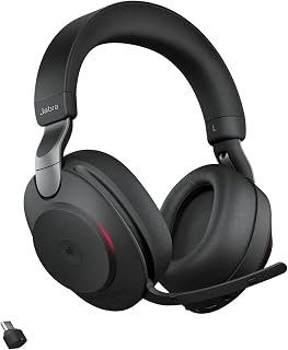 Jabra Evolve2 85 Draadloze Headset met Oplaadstation – Microsoft Teams-gecertificeerde Stereokoptelefoon met Noise Cancelling en Lange Batterijduur – USB-A Bluetooth Adapter – Zwart