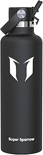 Super Sparrow RVS Waterfles – 350ml/500ml/750ml/1L/1.2L – FlipFlow Sportwaterfles met Rietje – Herbruikbare, Lekvrije en BPA-vrije Drinkfles, Vaatwasserbestendig, Ideaal voor Sport, Outdoor en Reizen