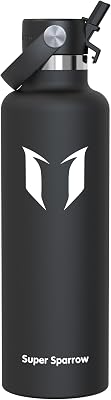 Super Sparrow RVS Waterfles – 350ml/500ml/750ml/1L/1.2L – FlipFlow Sportwaterfles met Rietje – Herbruikbare, Lekvrije en BPA-vrije Drinkfles, Vaatwasserbestendig, Ideaal voor Sport, Outdoor en Reizen