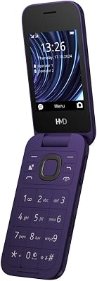 HMD 2660 Klapmobiele telefoon, klaptelefoon (2,8 inch hoofddisplay, 1,77 inch tweede display, 4G + 4G, bluetooth, 128 MB, 1450 mAh accu, FM-radio, MP3-speler, 0,3 MP camera), paars