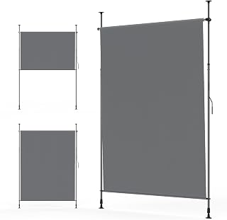 YEAUPE PRO Verticale luifel voor buiten, 120 x 270 cm, donkergrijs, zonder boren, klemluifel met handslinger, geschikt voor balkon, terras, buiten en tuin, weerbestendige inkijkbescherming