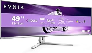 PHILIPS Evnia 49M2C8900AM - 49" QD OLED gebogen gaming-monitor, 240 Hertz, 0,03 ms GtG, HDR400, Ambiglow (5120x1440, HDMI 2.1, DisplayPort 1.4, USB-C, USB-hub) wit