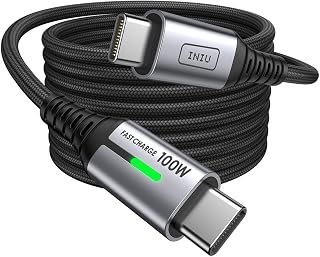 INIU USB C naar USB C Kabel [100W/2M], PD & QC 4.0 5A USB C Nylon Snel Opladen, Type C Kabel Compatibel met iPhone 16 15 14 Pro Max Mini Samsung S24 S23 iPad MacBook Tablets LG Google Huawei Xiaomi