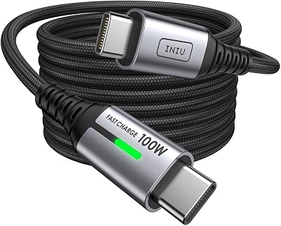 INIU USB C naar USB C Kabel [100W/2M], PD & QC 4.0 5A USB C Nylon Snel Opladen, Type C Kabel Compatibel met iPhone 16 15 14 Pro Max Mini Samsung S24 S23 iPad MacBook Tablets LG Google Huawei Xiaomi
