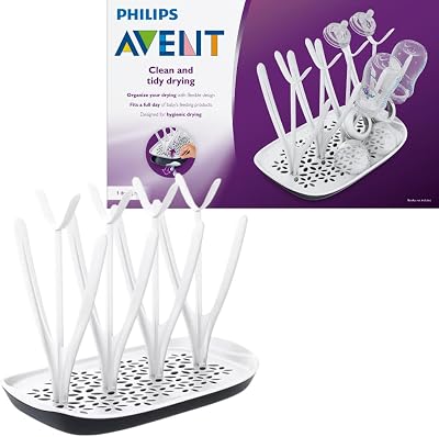 Philips Avent Droogrek - Afneembare lekbak - Ontworpen om hygienisch te drogen - Voor flessen van alle formaten - Gemakkelijk te vullen - 0-24 Maanden - SCF149/00