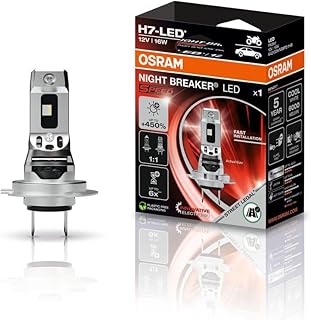 OSRAM NIGHT BREAKER LED SPEED H7 450 voor motorfietsen, LED-retrofitlamp voor straatlegale motorfietsen, tot 450% meer helderheid, 6000K, snelle installatie, geen mechanische accessoires nodig, 1 lamp