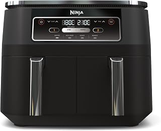 Ninja Foodi Dual Zone Digital Airfryer, 2 Lades, 7,6 L, 4-in-1, Gebruikt Geen Olie, Airfry, Max Crisp, Braden, Opwarmen, Antiaanbak, Vaatwasmachinebestendige Korven en Crispplaten, Zwart AF200EU