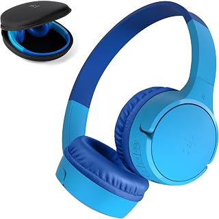 Belkin SoundForm Mini draadloze koptelefoon voor kinderen met ingebouwde microfoon, 30 uur luistertijd en leuke stickers - Headset voor online onderwijs, school, reizen, iPhone, iPad, Galaxy - Blauw