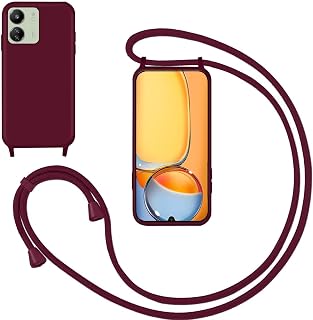 GoodcAcy Siliconen telefoonhoes met koord voor Xiaomi Redmi 13/Poco M6 4G, smartphone-halskoord, hoes met band, beschermhoes met omhangkoord, vloeibaar siliconen hoesje voor Redmi 13/Poco M6 4G, rood