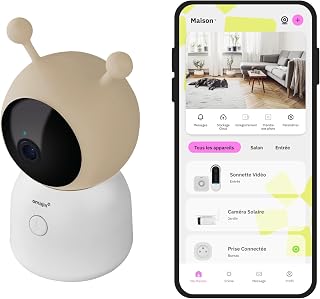 OMAJIN by Netatmo Slimme Baby Monitor Camera 2K HD, Nachtzicht, Huildetectie, Twee-weg Audio, Slaapliedje & Witte Ruis, Nachtlampje, Vochtigheids- en Temperatuursensor, App Control, OBC-01