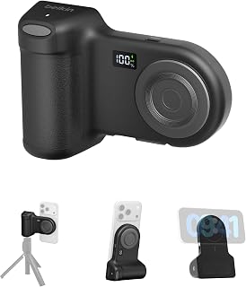 Belkin Stage PowerGrip, Magnetische Draadloze Smartphone Grip, Powerbank 9300mAh met Handgreep, Uittrekbare USB C Kabel, Bluetooth, Geschikt voor statief, LCD Scherm, Draagbare Oplader iPhone, Pixel