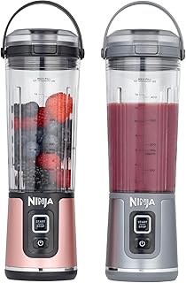Ninja Blast 530ml set van 2 draagbare blenders, lekvrije deksel en drinktuit, sterke snoerloze mini-blender, oplaadbaar, smoothies, proteïneshakes, blend ijs en bevroren fruit, BC151UKEUGV
