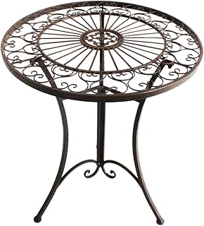 Dehner Tuintafel antiek, balkontafel, weerbestendig, decoratieve tafel voor binnen en buiten, ca. Ø 61 cm hoogte 72 cm, ijzer, donkerbruin