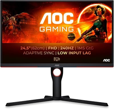 AOC 25G3ZM/BK Gaming 25G3ZM - 25 inch Full HD-monitor 240 Hz 0 5 ms MPRT FreeSync Premium (1920x1080 HDMI DisplayPort USB hub) zwart/rood