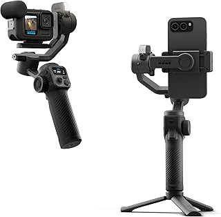 GoPro Fluid Pro AI 3-assige gimbalstabilisator voor GoPro-camera's en smartphones, onderwerp volgen, belichting, draadloze camerabediening, draagbaar, vloggen, 360° rotatie, apparaat opladen