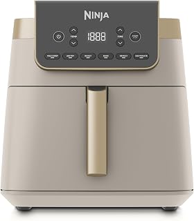 Ninja Airfryer MAX PRO, 6.2L, Gebruikt Geen Olie, Grote Vierkante Enkele Lade, Braden, Bakken, Airfryen, Antiaanbaklaag, Vaatwasmachinebestendig Mandje en Crisperplaat, Steengouden kleur AF180EUSD