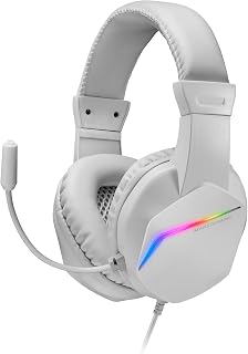 Mars Gaming MH122W FRGB Over Ear Gaming Hoofdtelefoon met Microfoon, HiFi Geluid, Geluidsonderdrukking, Ultra Lichtgewicht, PS4 PS5 Xbox Switch Switch 2 Tablet Windows Mac, Wit