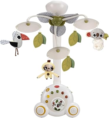 Tiny Love Soothe 'n Groove Mobile, 2-in-1 Baby Muziekmobiel, 0+ mnd, Boxmobiel en Los te Gebruiken, Draagbare Muziekdoos, Visuele Stimulatie, 18 Melodieën, 40 Minuten aan Muziek, Boho Chic
