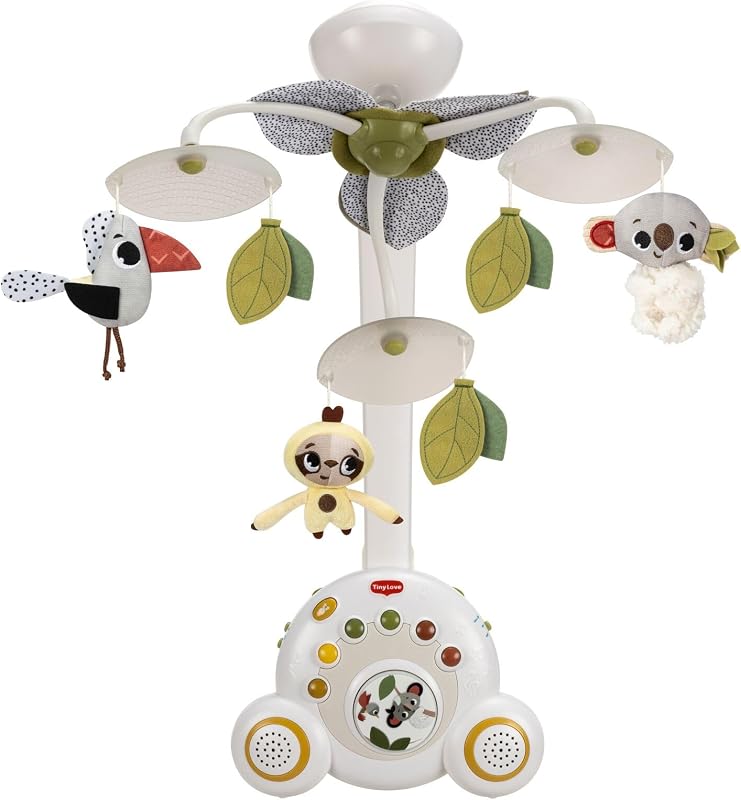 Tiny Love Soothe 'n Groove Mobile, 2-in-1 Baby Muziekmobiel, 0+ mnd, Boxmobiel en Los te Gebruiken, Draagbare Muziekdoos, Visuele Stimulatie, 18 Melodieën, 40 Minuten aan Muziek, Boho Chic