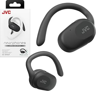 JVC Nearphones draadloze open-ear hoofdtelefoon met Pivot Motion oorhaken, microfoon, Bluetooth 5.4, 26 uur afspeeltijd – HA-NP40T-B (Zwart)