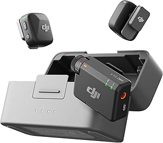 DJI Mic Mini (2 TX + 1 RX + oplaadhouder), ultralicht, hoogwaardige audio 48 uur gebruik, ruisonderdrukking, automatische begrenzing, draadloze microfoon voor camera/iPhone/Android, vloggen, streamen