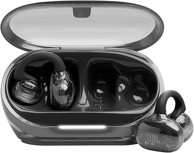 JBL Soundgear Clips True Wireless open-ear hoofdtelefoon, SonicArc Design, tot 32 uur totale afspeeltijd, IP54 water- en stofbestendig, JBL OpenSound technologie, Ghost Black