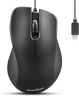Perixx PERIMICE-221C Ergonomische USB-C Muis met Kabel Optische 1200 dpi, 1,5 m Kabel Zwart