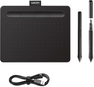 Wacom Intuos S Pen dienblad - mobiel tekentablet (voor schilderen en voor fotobewerking met drukgevoelige 4K pen & 1 softwaredownload) zwart - ideaal voor kantoor thuis en e-learning