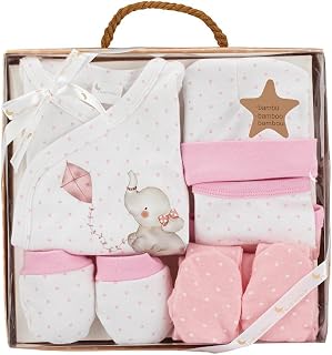 Interbaby Cadeauset voor baby's, 5-delig, model olifant, roze