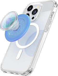 PopSockets: PopGrip voor MagSafe - Uittrekbare Greep en Standaard voor Smartphones en Hoesjes met een Verwisselbare Top - Adapterring voor MagSafe Inbegrepen - Opalescent Blue