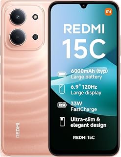 XIAOMI Redmi 15C 4G Smartphone 4GB+256GB, Massive 6000mAH Battery, 120Hz 6.9" Display, Stylish Design, 50MP AI Dual Camera, 33W Fast Charging Twilight Orange (2 Years Warranty+No In-box Charger)