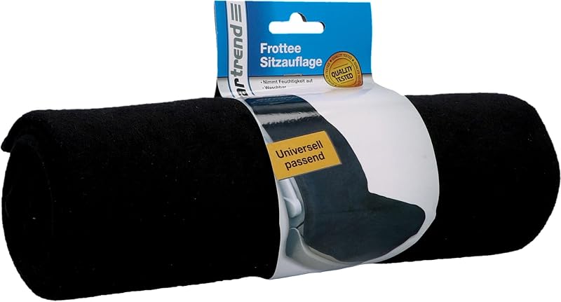cartrend Badstof sportzitkussen, autostoelhoes, hoes voor auto en vrachtwagen, universele pasvorm, zwart