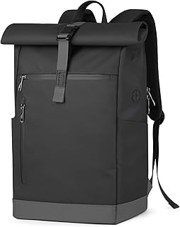 Inateck Laptop Rugzak Womens Mens 17 Inch Spatwaterdichte Anti-diefstal Roll Top Rugzak voor Fietsen Zakelijke Reizen met Hoofdtelefoon Poort