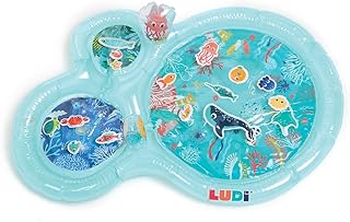 Ludi - Zeewatermat - Grote sensorische activiteitenmat voor baby's - Ontwikkeling van de motoriek - 16 zeedieren - Vanaf 10 maanden