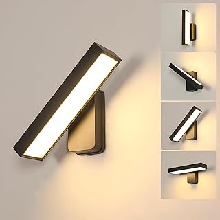 LED Wandlamp Buiten/Binnen, 17W Waterdicht IP65 Buitenwandlamp Zwart Moderne Wandlamp Buiten Warm Wit 3000K met 350° Draaibaar LED Paneel voor Tuin, Terras, Hal en Woonkamer, 30 × 15,5 cm