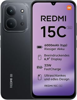 Xiaomi REDMI 15C 5G, Smartphone 4+128GB, 6,9" 120Hz Display, MediaTek Dimensity 6300-processor 6nm Octa-core, 50MP AI Dual Camera, 6000mAh, Midnight Black, Oplader niet inbegrepen