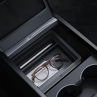 Spigen Tesla Model 3 2024 Highland Model Y 2025 Juniper Centre Console Organiser Opbergbox 【Smooth Slide Technology】, Middenconsole Armsteun Opbergdoos, Ontworpen voor Tesla Accessoires - Carbon