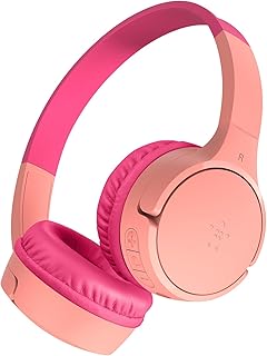 Belkin SoundForm Mini draadloze koptelefoon voor kinderen met ingebouwde microfoon, 30 uur luistertijd en leuke stickers - Headset voor online onderwijs, school, reizen, iPhone, iPad, Galaxy - Roze