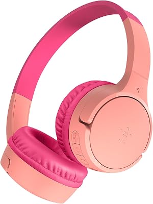 Belkin SoundForm Mini draadloze koptelefoon voor kinderen met ingebouwde microfoon, 30 uur luistertijd en leuke stickers - Headset voor online onderwijs, school, reizen, iPhone, iPad, Galaxy - Roze