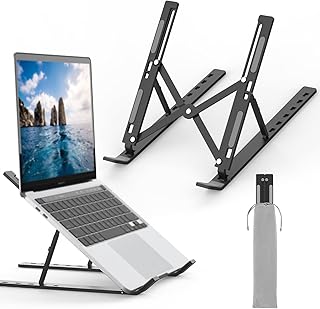 GRIFEMA GB1054B Zwarte Laptop Stand, verstelbare laptopstandaard, draagbare laptopstandaard met 6 hoekverstelling voor 10"-17,3" laptops, tablets