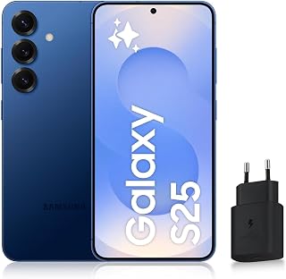 Samsung Galaxy S25, 5G Android smartphone met Galaxy AI, 256 GB, snellader 25 W inbegrepen, smartphone ontgrendeld, nachtblauw