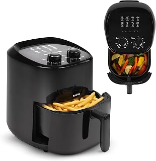 Heteluchtfriteuse, 2,3 liter, 1000 W, olievrij frituren met timer, 0-60 minuten, antiaanbaklaag, cool-touch, antislip, energiezuinige mini-friteuse voor 1-2 personen